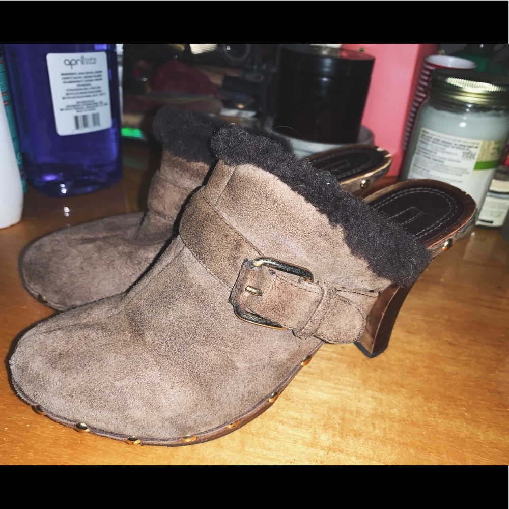 VINTAGE CELINE suede mule clogs